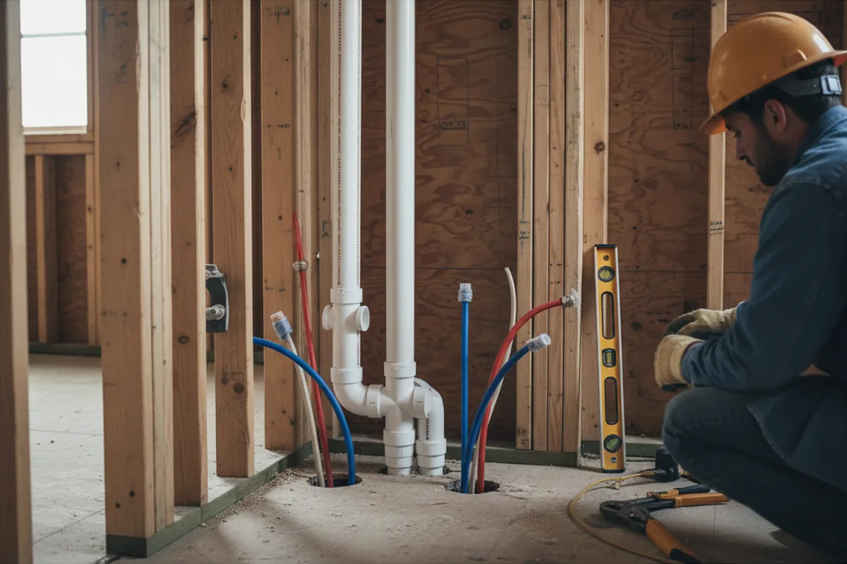 Drain and supply rough-in during Leak Detection in Howell